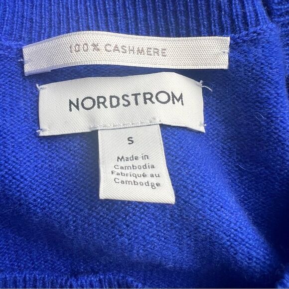 Nordstrom Crewneck Cashmere Sweater Blue Small NEW MSRP $149 - Picture 5 of 7